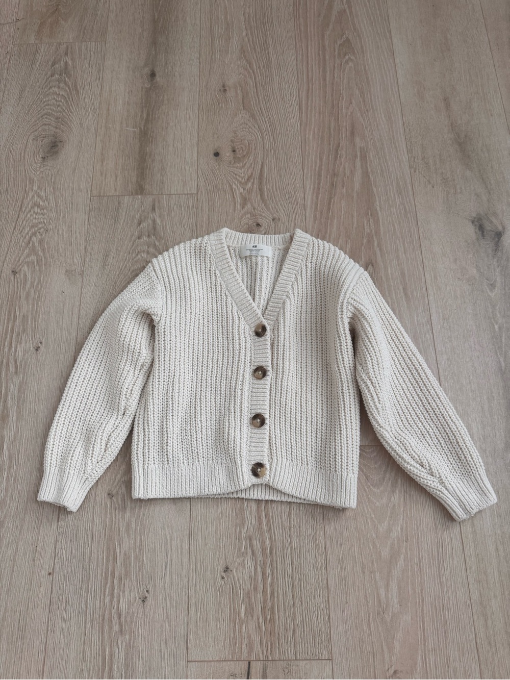 H&M Cream Chunky V-Neck Button Cardigan